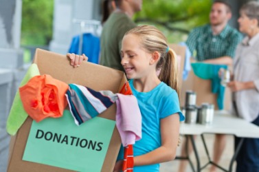 One disposal of old clothes is donating to charity. One disposal of old clothes is donating to charity.