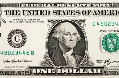 The United States one dollar bill. The United States one dollar bill.