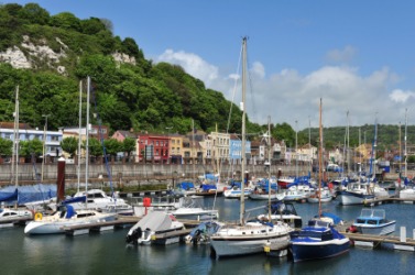 Boats in the harbor of Dover. Boats in the harbor of Dover.