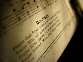 A doxology in a hymn book. A doxology in a hymn book.