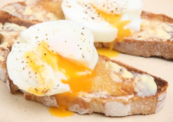 A poached or dropped egg on toast. A poached or dropped egg on toast.