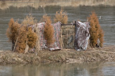 A homemade duck blind. A homemade duck blind.