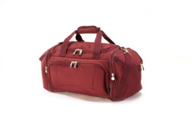 A red duffel bag. A red duffel bag.