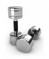A pair of dumbbells. A pair of dumbbells.