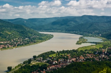 The Danube river as it flows through Hungary. The Danube river as it flows through Hungary.