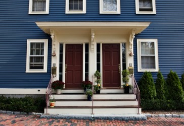 A duplex house in New England. A duplex house in New England.