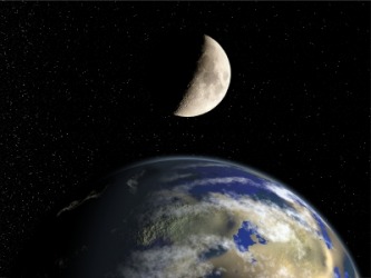 Earthlight or earthshine on the moon. Earthlight or earthshine on the moon.