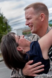 The ecstasy of a soldiers homecoming. The ecstasy of a soldiers homecoming.