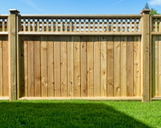 This fence is on the edge of the yard. This fence is on the edge of the yard.
