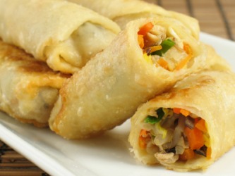 A plate of egg rolls. A plate of egg rolls.