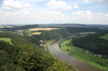 Looking down on the Elbe river. Looking down on the Elbe river.