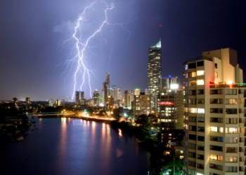 An electrical storm over a city An electrical storm over a city
