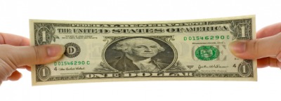 An elongated dollar bill. An elongated dollar bill.