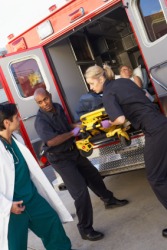 Emergency medical technicians at work. Emergency medical technicians at work.