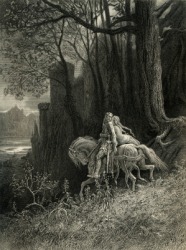 An engraving depicting Enid and Sir Geraint. An engraving depicting Enid and Sir Geraint.