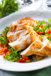 A dinner entree of chicken. A dinner entree of chicken.