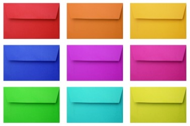 Bright colored envelopes. Bright colored envelopes.