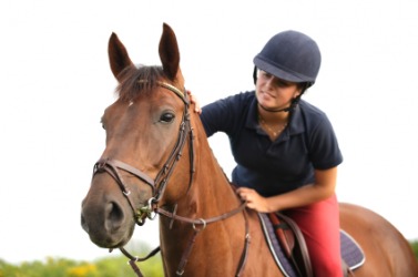 A young equestrian with her horse. A young equestrian with her horse.
