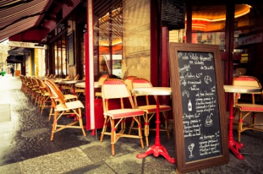 A typical French eating establishment. A typical French eating establishment.