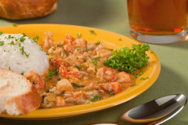 A dish of crawfish etouffee. A dish of crawfish etouffee.