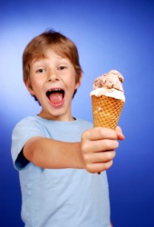 You can excite a child by offering him ice cream. You can excite a child by offering him ice cream.