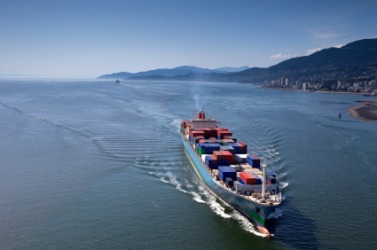A container ship carrrying goods for export. A container ship carrrying goods for export.