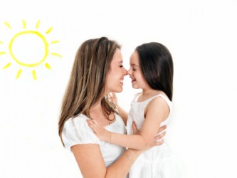 A mother and daughter eyeball-to-eyeball. A mother and daughter eyeball-to-eyeball.