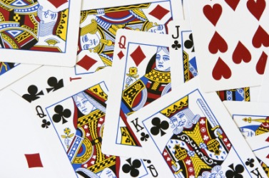 A pile of face cards. A pile of face cards.