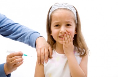This child fears getting a shot. This child fears getting a shot.