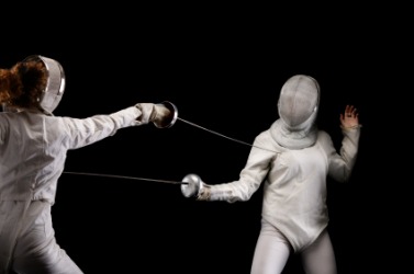 The sport of fencing. The sport of fencing.