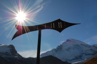 A finger post in the alps. A finger post in the alps.