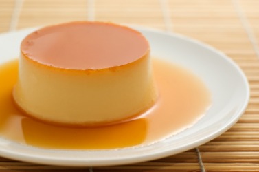 A caramel flan. A caramel flan.