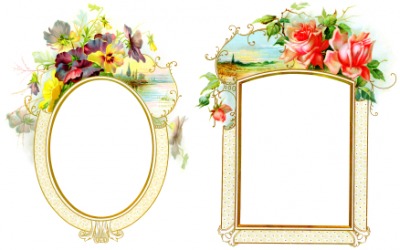 Picture frames with a floral border. Picture frames with a floral border.