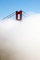 A fogbound Golden Gate Bridge. A fogbound Golden Gate Bridge.