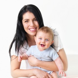 This mother is very fond of her baby. This mother is very fond of her baby.