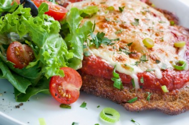 This chicken parmigiana is food. This chicken parmigiana is food.