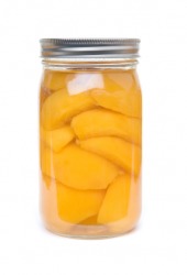 Peaches in a fruit jar. Peaches in a fruit jar.