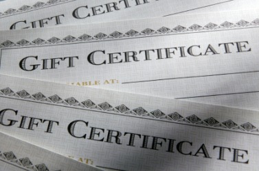 Blank gift certificates. Blank gift certificates.