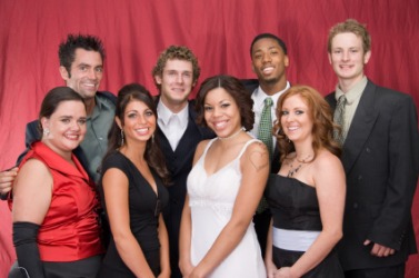 A group of people in their glad rags. A group of people in their glad rags.