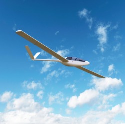 A glider in flight. A glider in flight.