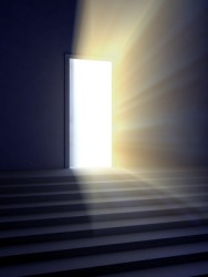 A glowing doorway. A glowing doorway.