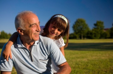 A little girl with her gramps. A little girl with her gramps.
