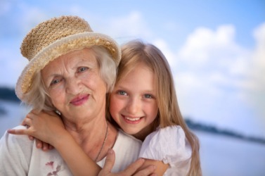 A woman with her granddaughter. A woman with her granddaughter.