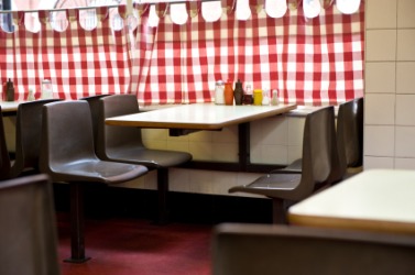 A table at a greasy spoon. A table at a greasy spoon.