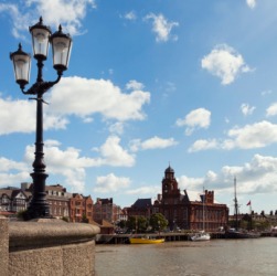 Great Yarmouth quay and city hall. Great Yarmouth quay and city hall.