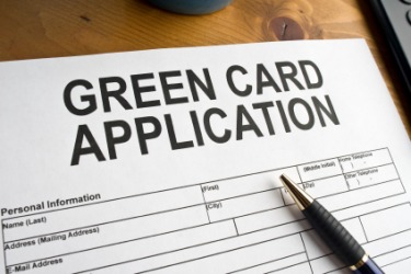 An application for a green card. An application for a green card.