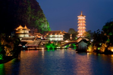 The city of Guilin at night. The city of Guilin at night.