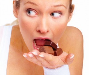 This woman hankers for chocolate. This woman hankers for chocolate.