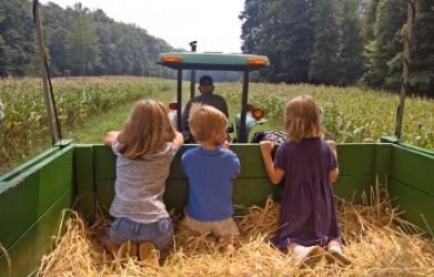 Children enjoying a hayride. Children enjoying a hayride.