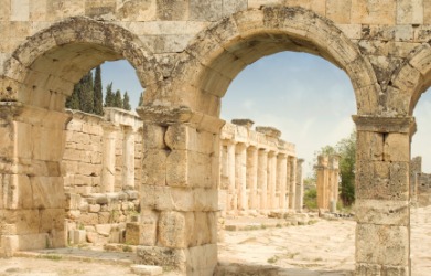 Ruins of the ancient city of Hierapolis. Ruins of the ancient city of Hierapolis.